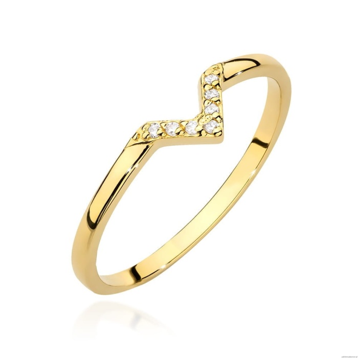 Pierścionek W0602 z diamentami żółte złoto 375