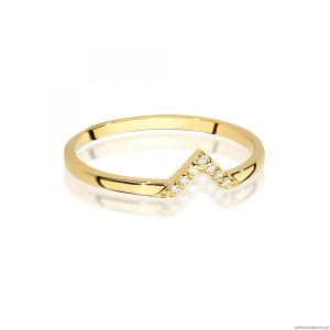 Pierścionek W0602 z diamentami żółte złoto 375