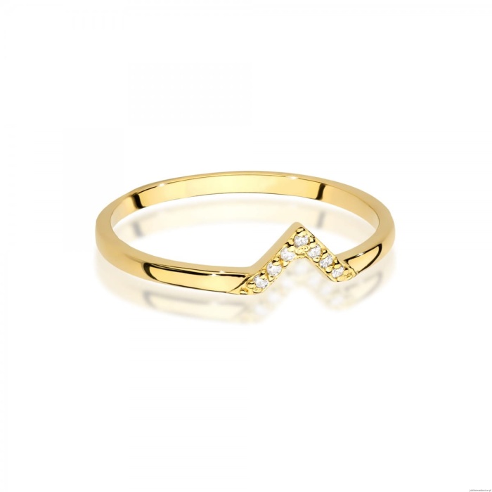 Pierścionek W0602 z diamentami żółte złoto 375