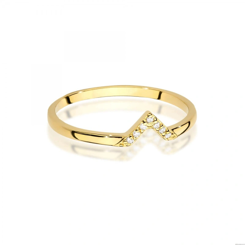 Pierścionek W0602 z diamentami żółte złoto 375