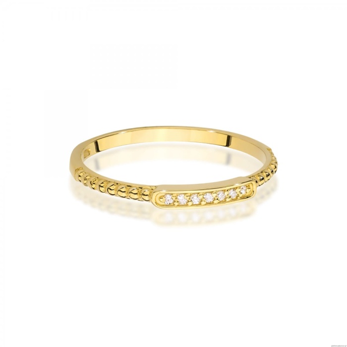 Pierścionek W0606 z diamentami żółte złoto 375