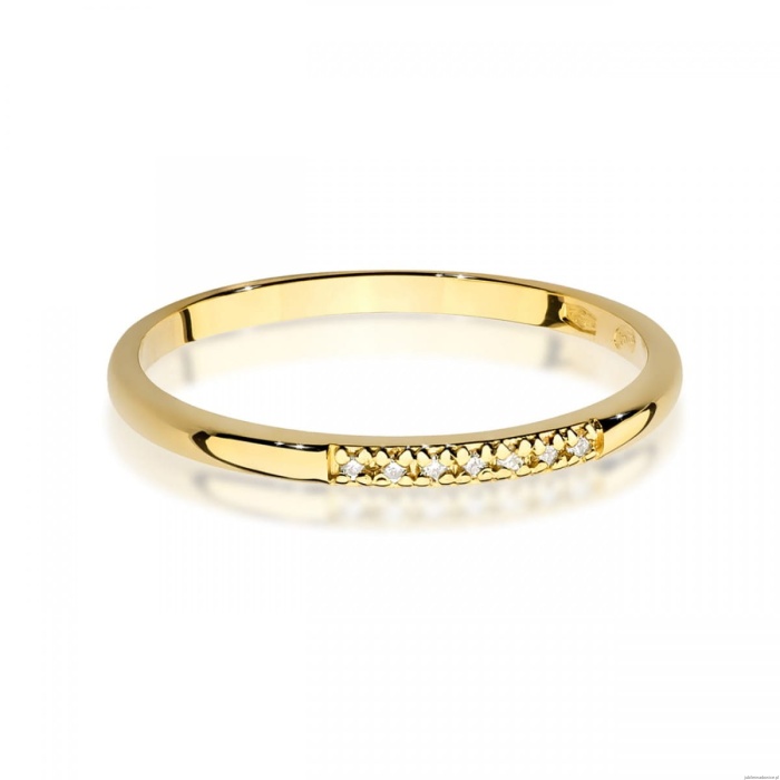 Pierścionek W0607 z diamentami żółte złoto 375