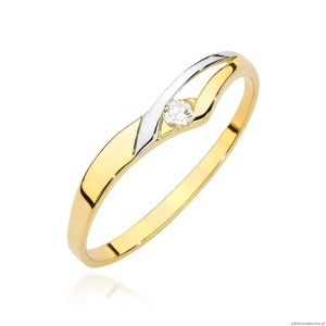 Pierścionek W0609 Diament 0,04ct żółte złoto 375