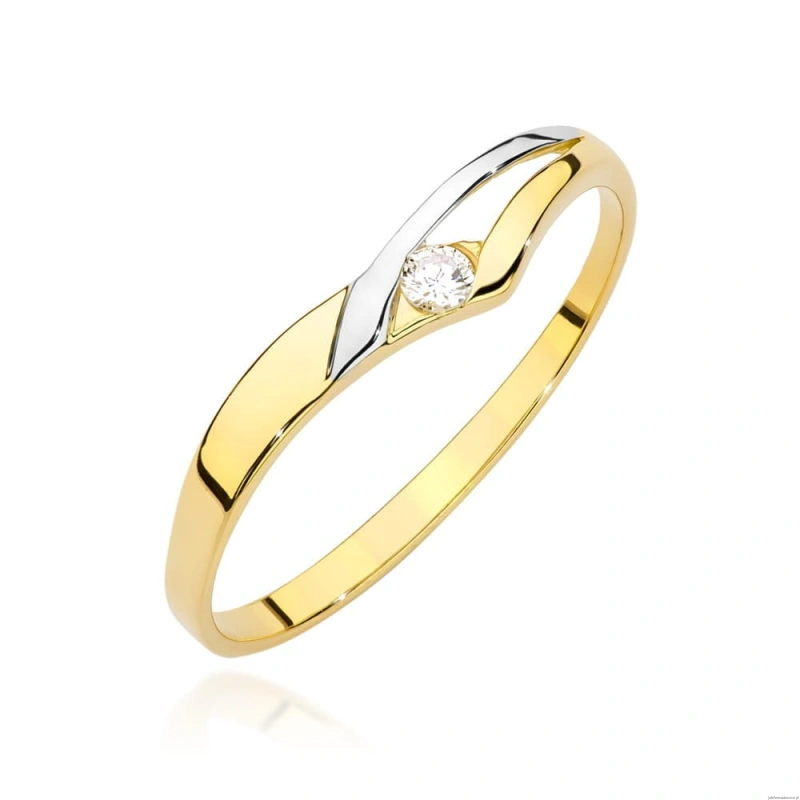 Pierścionek W0609 Diament 0,04ct żółte złoto 375