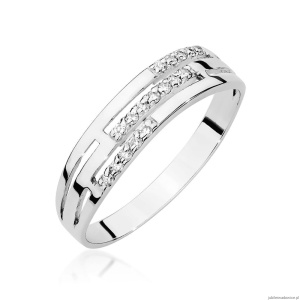Pierścionek W0612 z diamentami białe złoto 375