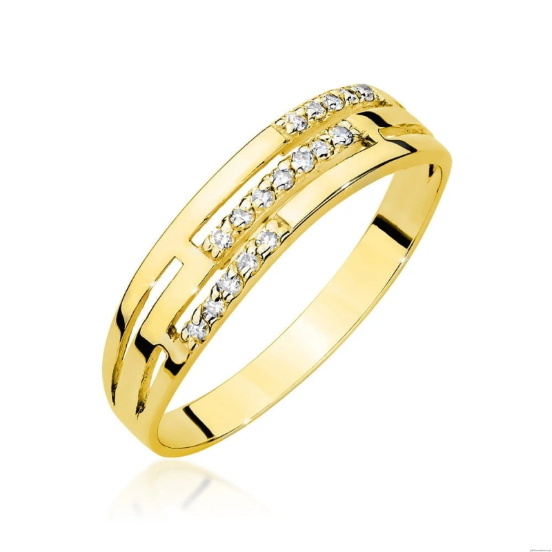 Pierścionek W0612 z diamentami żółte złoto 375