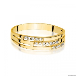 Pierścionek W0612 z diamentami żółte złoto 375