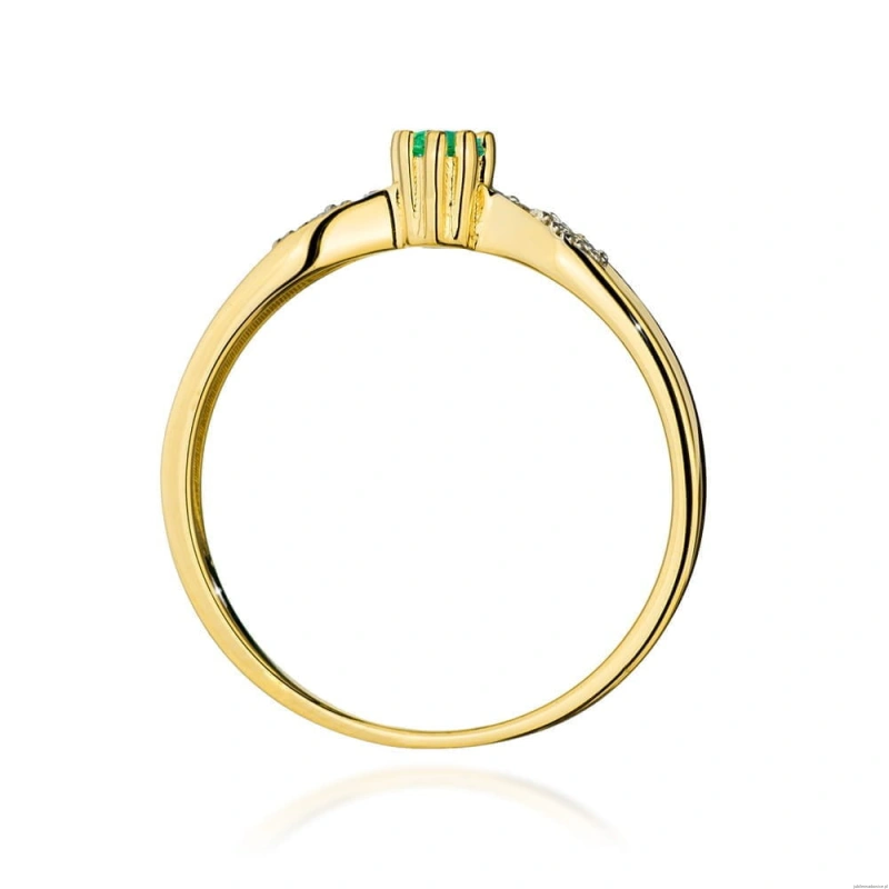 Pierścionek W0613 Szmaragd 0,15ct żółte złoto 375