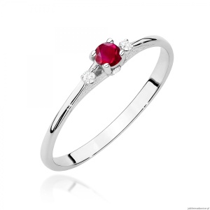 Pierścionek W0614 Rubin 0,15ct białe złoto 375