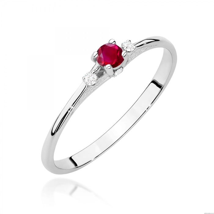 Pierścionek W0614 Rubin 0,15ct białe złoto 375