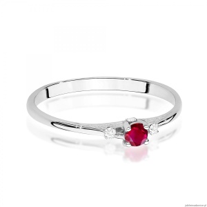 Pierścionek W0614 Rubin 0,15ct białe złoto 375