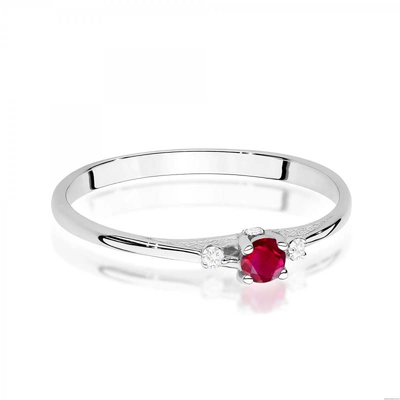 Pierścionek W0614 Rubin 0,15ct białe złoto 375