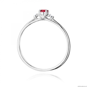 Pierścionek W0614 Rubin 0,15ct białe złoto 375
