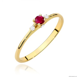 Pierścionek W0614 Rubin 0,15ct żółte złoto 375