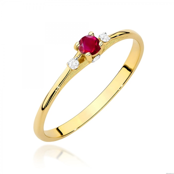 Pierścionek W0614 Rubin 0,15ct żółte złoto 375