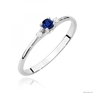 Pierścionek W0614 Szafir 0,15ct białe złoto 375