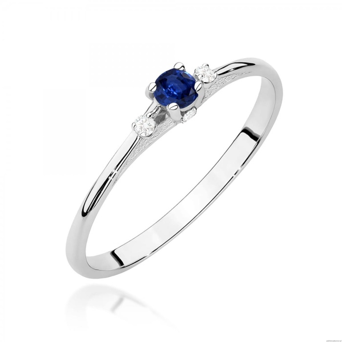 Pierścionek W0614 Szafir 0,15ct białe złoto 375