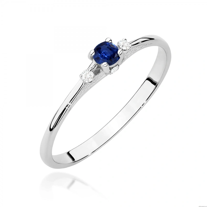 Pierścionek W0614 Szafir 0,15ct białe złoto 375