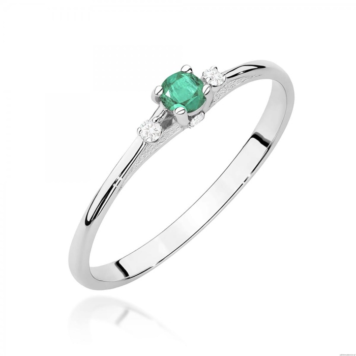 Pierścionek W0614 Szmaragd 0,15ct białe złoto 375