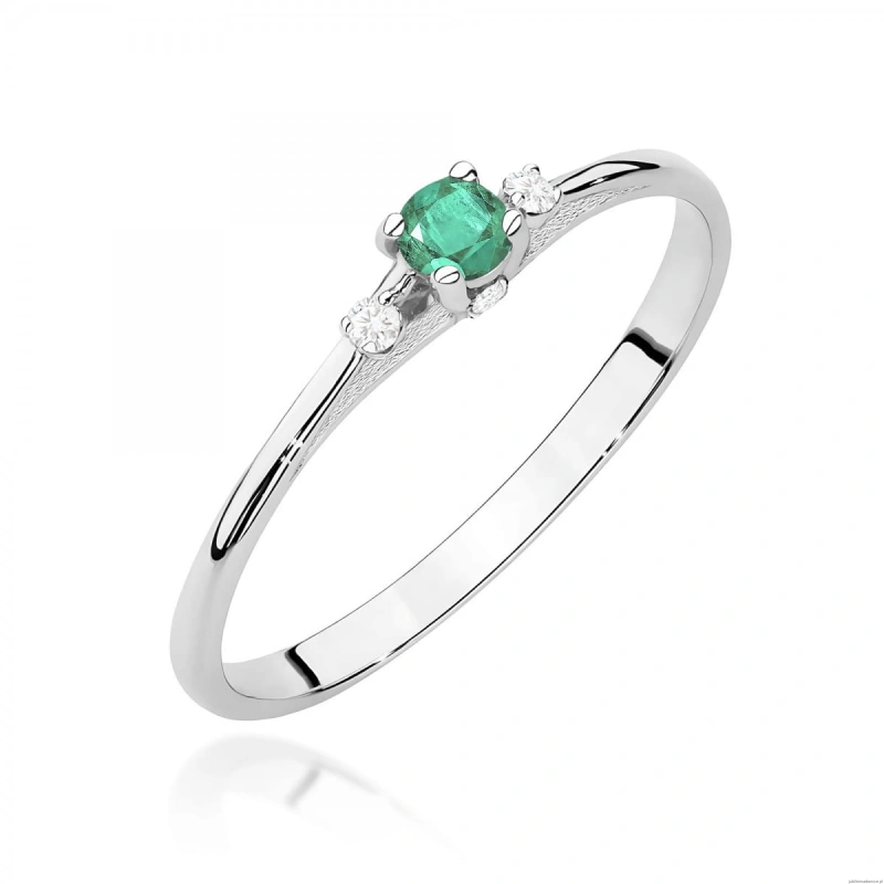 Pierścionek W0614 Szmaragd 0,15ct białe złoto 375