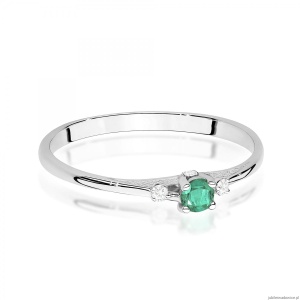 Pierścionek W0614 Szmaragd 0,15ct białe złoto 375