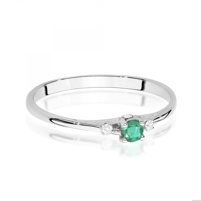 Pierścionek W0614 Szmaragd 0,15ct białe złoto 375