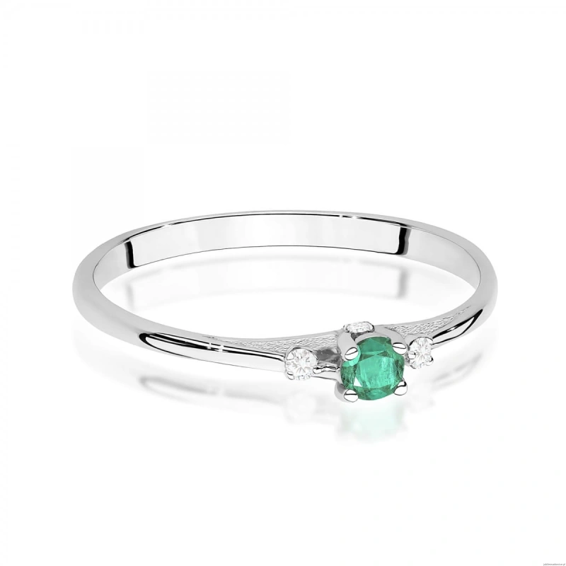 Pierścionek W0614 Szmaragd 0,15ct białe złoto 375