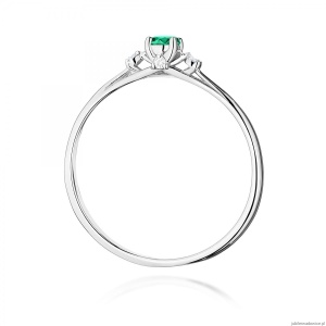 Pierścionek W0614 Szmaragd 0,15ct białe złoto 375