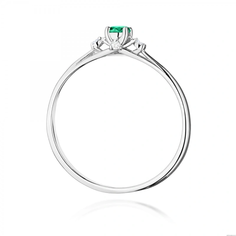 Pierścionek W0614 Szmaragd 0,15ct białe złoto 375