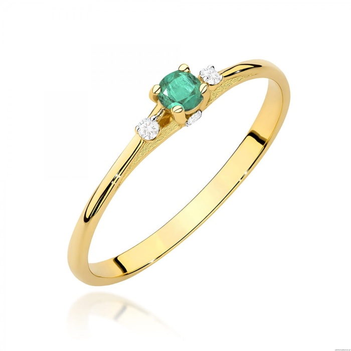 Pierścionek W0614 Szmaragd 0,15ct żółte złoto 375