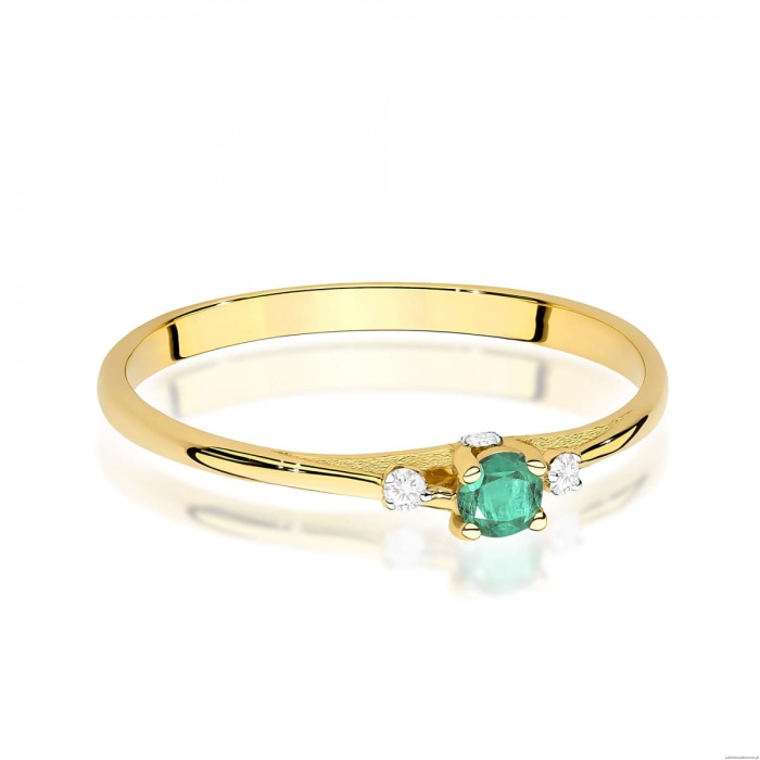 Pierścionek W0614 Szmaragd 0,15ct żółte złoto 375