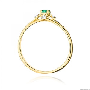 Pierścionek W0614 Szmaragd 0,15ct żółte złoto 375