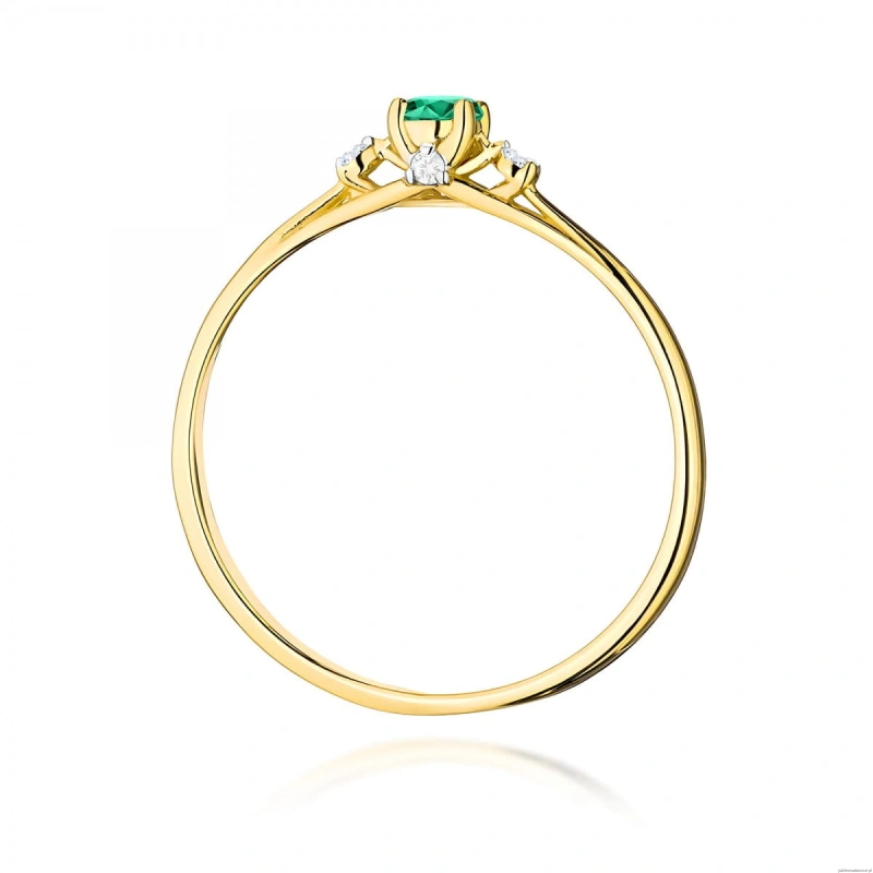 Pierścionek W0614 Szmaragd 0,15ct żółte złoto 375