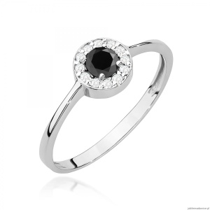 Pierścionek W0616 Czarny Diament 0,30ct białe złoto 375