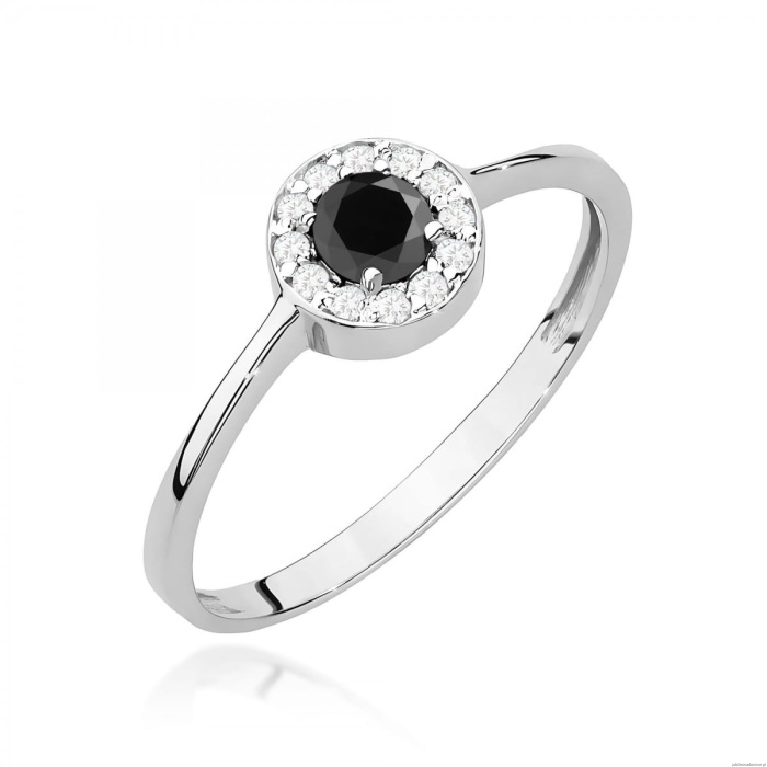 Pierścionek W0616 Czarny Diament 0,30ct białe złoto 375