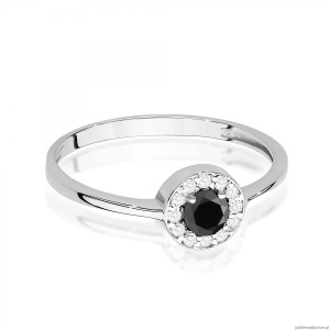 Pierścionek W0616 Czarny Diament 0,30ct białe złoto 375