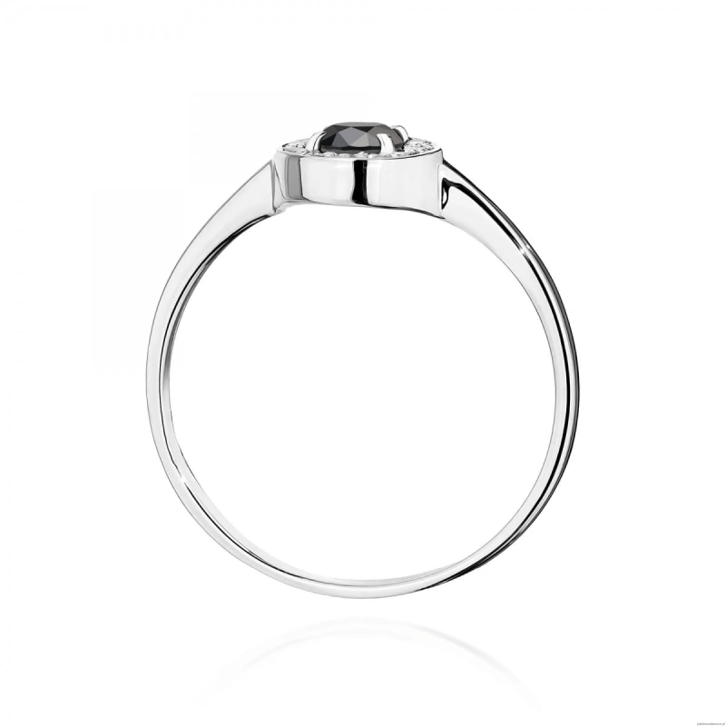 Pierścionek W0616 Czarny Diament 0,30ct białe złoto 375