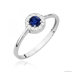 Pierścionek W0616 Szafir 0,30ct białe złoto 375