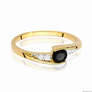 Pierścionek W0618 Czarny Diament 0,30ct żółte złoto 375