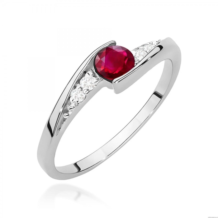 Pierścionek W0618 Rubin 0,30ct białe złoto 375