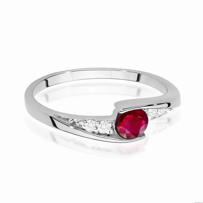 Pierścionek W0618 Rubin 0,30ct białe złoto 375