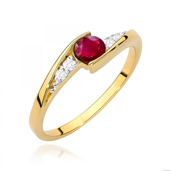 Pierścionek W0618 Rubin 0,30ct żółte złoto 375