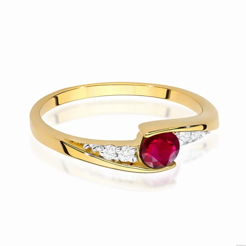 Pierścionek W0618 Rubin 0,30ct żółte złoto 375