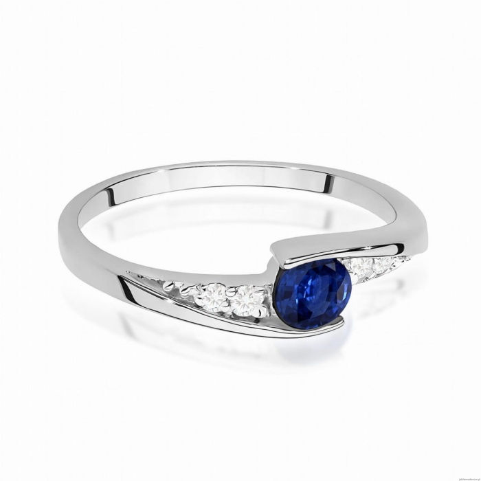Pierścionek W0618 Szafir 0,30ct białe złoto 375