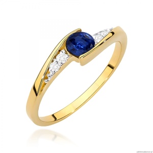 Pierścionek W0618 Szafir 0,30ct żółte złoto 375
