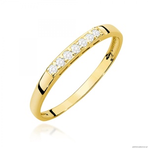 Pierścionek W0619 z diamentami żółte złoto 375