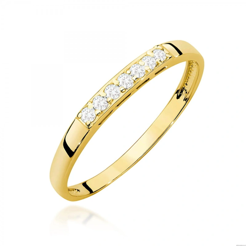 Pierścionek W0619 z diamentami żółte złoto 375