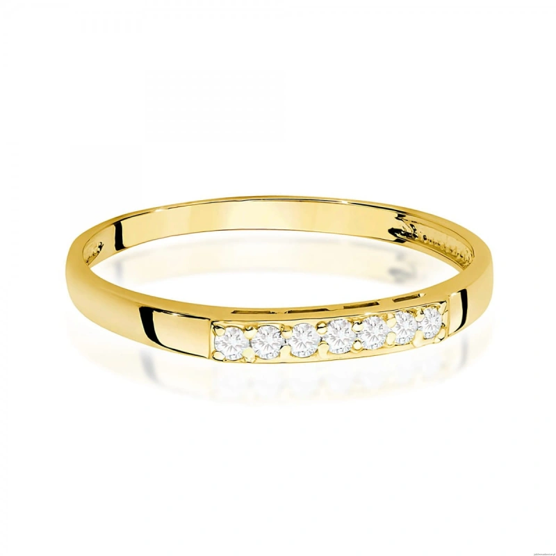 Pierścionek W0619 z diamentami żółte złoto 375