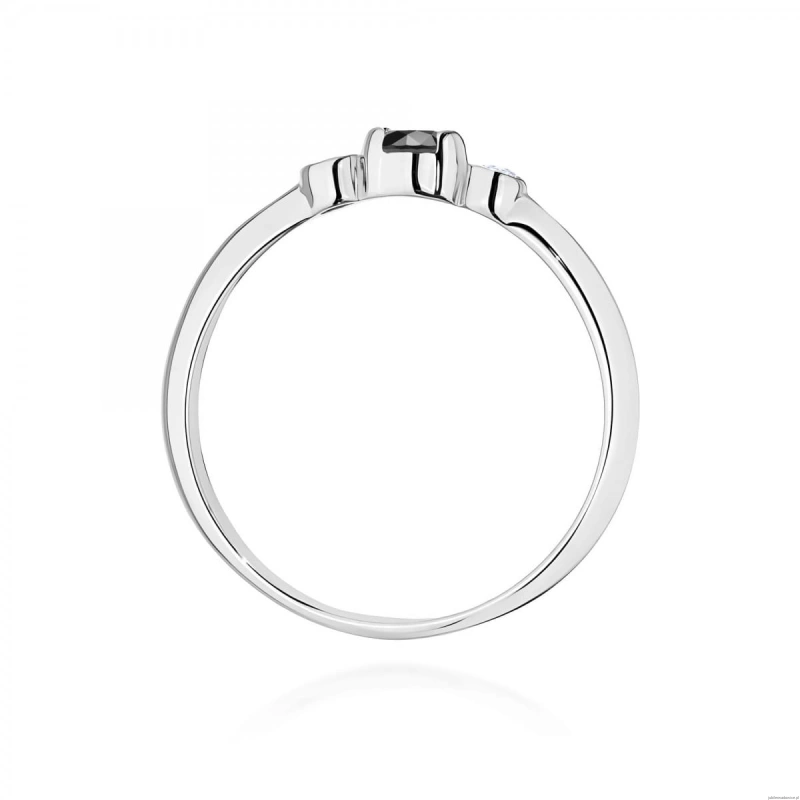 Pierścionek W0620 Czarny Diament 0,12ct białe złoto 375