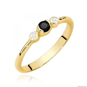 Pierścionek W0620 Czarny Diament 0,12ct żółte złoto 375